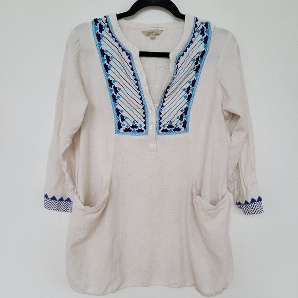 Global Desi | Cotton Blend Embroidered Tunic Sz L - Picture 1 of 8